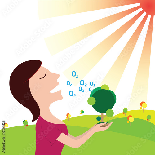 "Women breathe oxygen in pure nature.save the Earth" Imágenes de