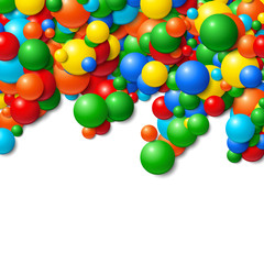 Background frame with scatterd messy glowing rubber balls