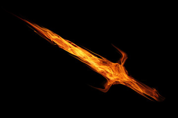 fire flame sword isolated on black © prapann