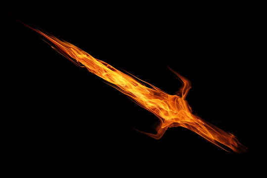 fire flame sword isolated on black