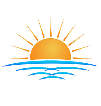Sun beach waves logo vector