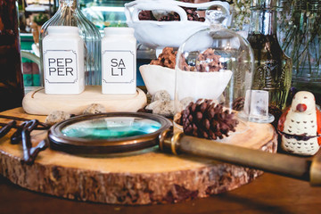 Home decoration on the wood table