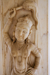 Fototapeta na wymiar Detail of the carved pillar at Royal cenotaphs in Jaipur, Rajast