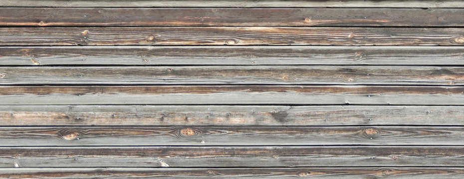 Fototapeta Old wood long planks boards grey brown vintage texture background.