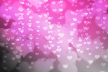 Pink bokhe background with hearts valentine