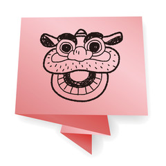 Chinese New Year; The dragon and lion dancing head doodle