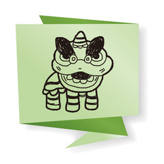 Chinese New Year; The dragon and lion dancing head doodle