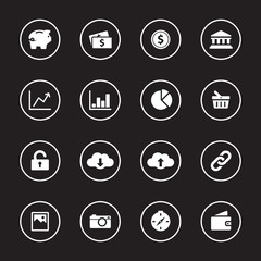 white flat icon set 4 with circle frame for web design, user interface (UI), infographic and mobile application (apps)