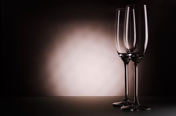 two empty champagne glasses