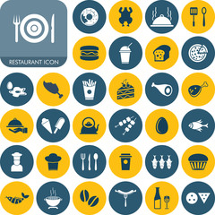 Restaurant & Food Icon Set For Web & Mobile