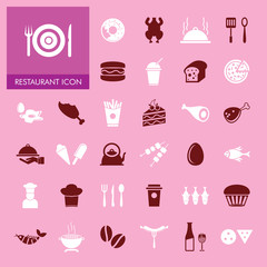 Restaurant  & Food  Icon Set For Web & Mobile.