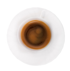 top view of coffee mug on white