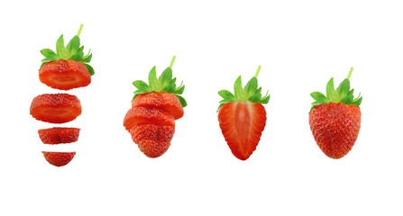 Collection of fresh strawberry isolated on white background.