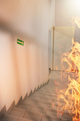 Emergency exit - fire in the office