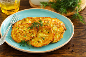 Vegetable fritters of zucchini.