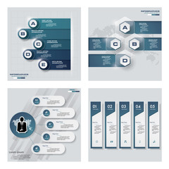 Collection of 4 blue color template/graphic or website layout. Vector Background. For your idea and presentation.