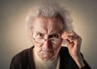 Concentrated elderly woman