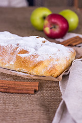 Apple strudel or apple pie  with dates and cinnamon