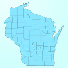 Wisconsin blue map on degraded background vector