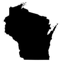 Wisconsin black map on white background vector - obrazy, fototapety, plakaty