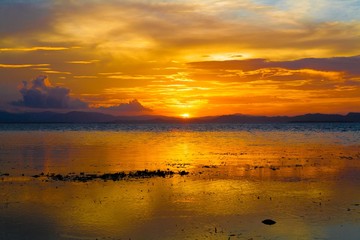 sunset  tropical sea