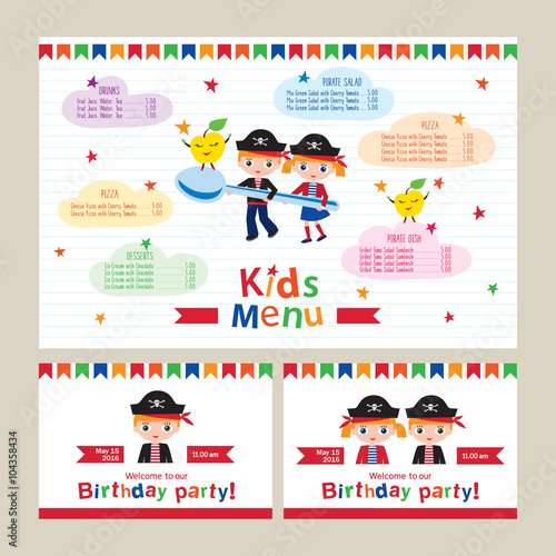 Kids Menu Vector Template For A Pirate Birthday Party Kids Menu Vector Template For A Pirate Birthday Party Invitation To Children S Cafes Restaurants