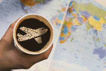 Taking a coffee and thinking of traveling around the world.