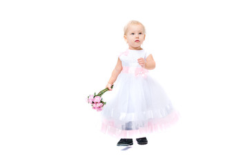 Beautiful little girl with flowers