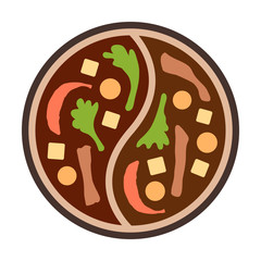 Asian hotpot / hot pot top view flat color icon for food apps and websites