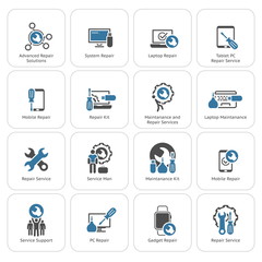 Repair Service and Maintenance Icons Set.