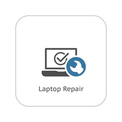 Laptop Repair Icon. Flat Design.