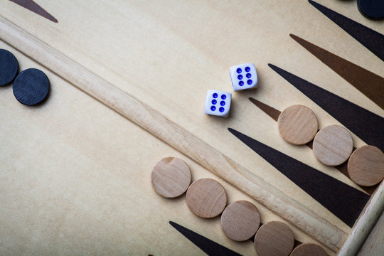 Backgammon board and dice