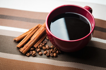 coffee cup and roasted beans