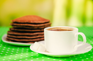 coffee cup and pancake