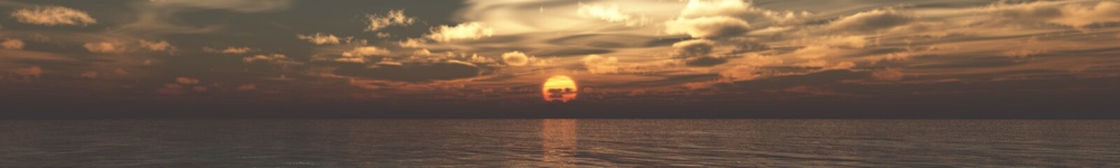 Obraz premium Panorama of sea sunset, sunrise. Baner.