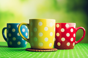 colored coffee cups