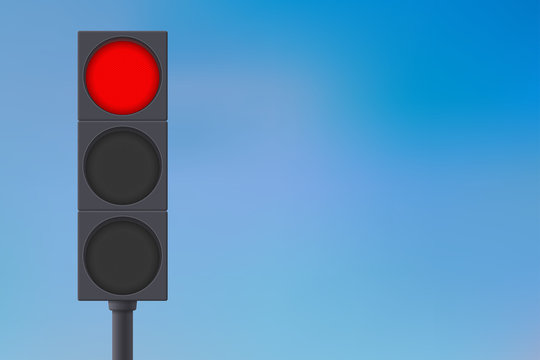 Traffic lights with red light on.