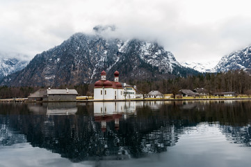 Fototapeta premium View from Konigsee lake, Berchtesgaden, Germany in the winter