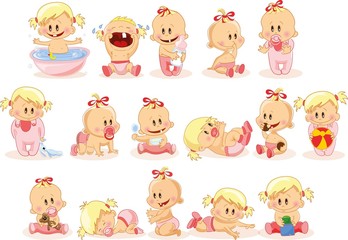 Naklejka premium Vector illustration of baby girls