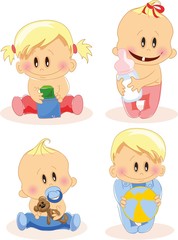 Vector illustration of baby boys and baby girls