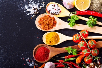 mixed spices with fresh vegetables