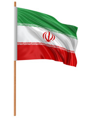 Naklejka na ściany i meble 3D Iranian flag with fabric surface texture. White background.