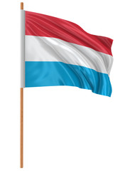 Fototapeta na wymiar 3D Luxembourg flag with fabric surface texture. White background.