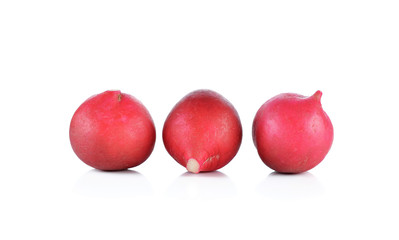 Small garden radish isolated on white background