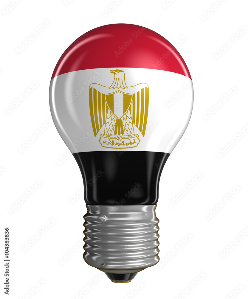Poster light bulb with egyptian flag. image with clipping path