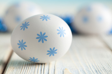 Easter eggs on wooden background