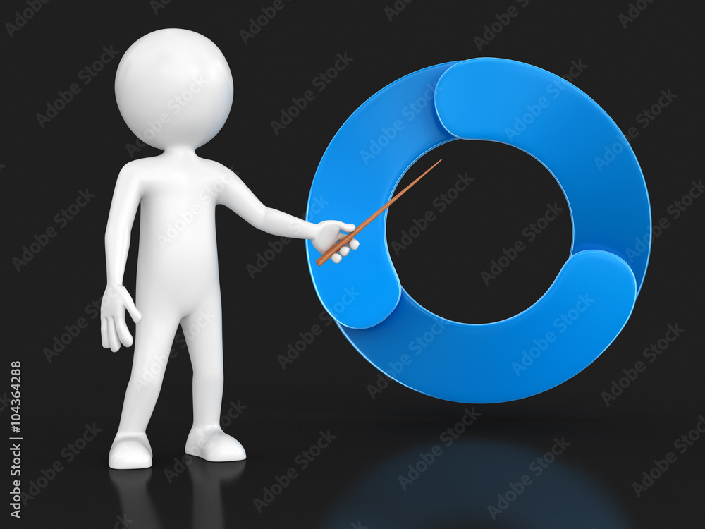 Poster man and circular graph. image with clipping path
