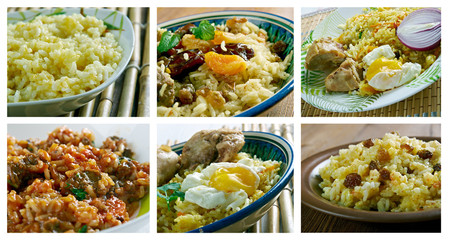 set of different  rice dish .