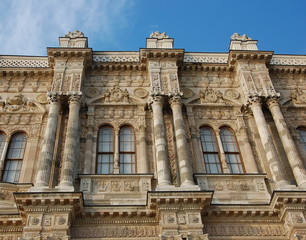 Fragment of facade of the Dolmabahce Palace in Istanbul, Turkey