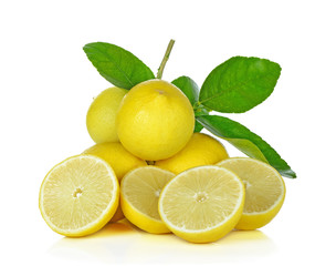 Fresh lemons on White ground